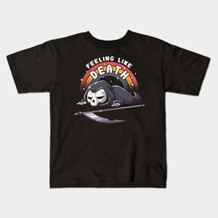 Feeling Like Death - Funny Lazy Grim Reaper Skull Kids T-Shirt